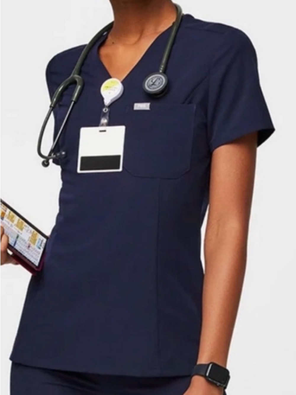 FIGS Slim Fit Catarina Scrub Top - Black